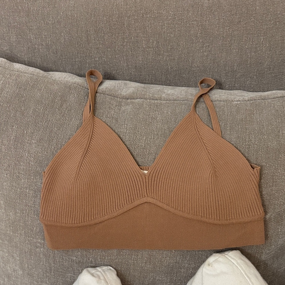 Seamless Brown Ribbed Bralette
